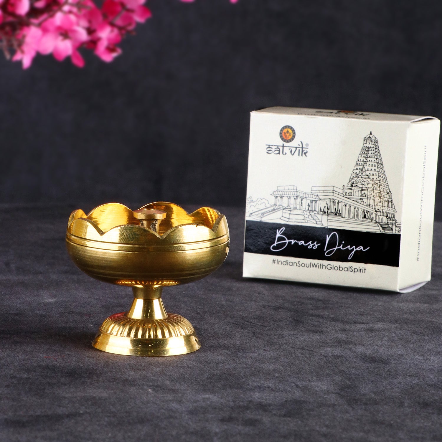 Designer Pure Brass Diya (Small)